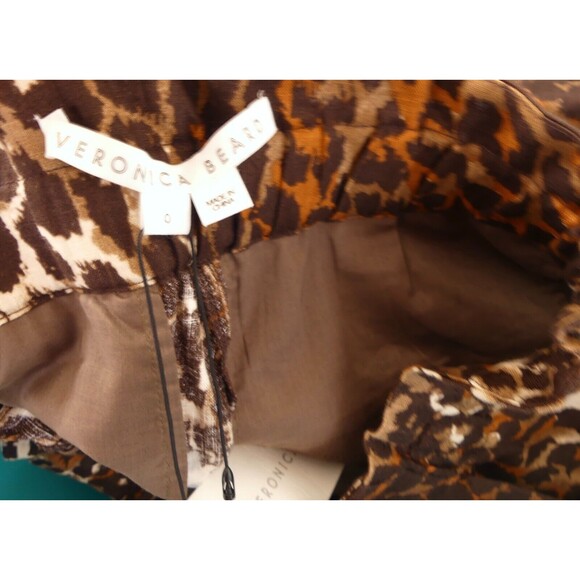Veronica Beard 0 Women's Oksana Linen Pants Cropped Leopard Print NWT - Picture 7 of 10